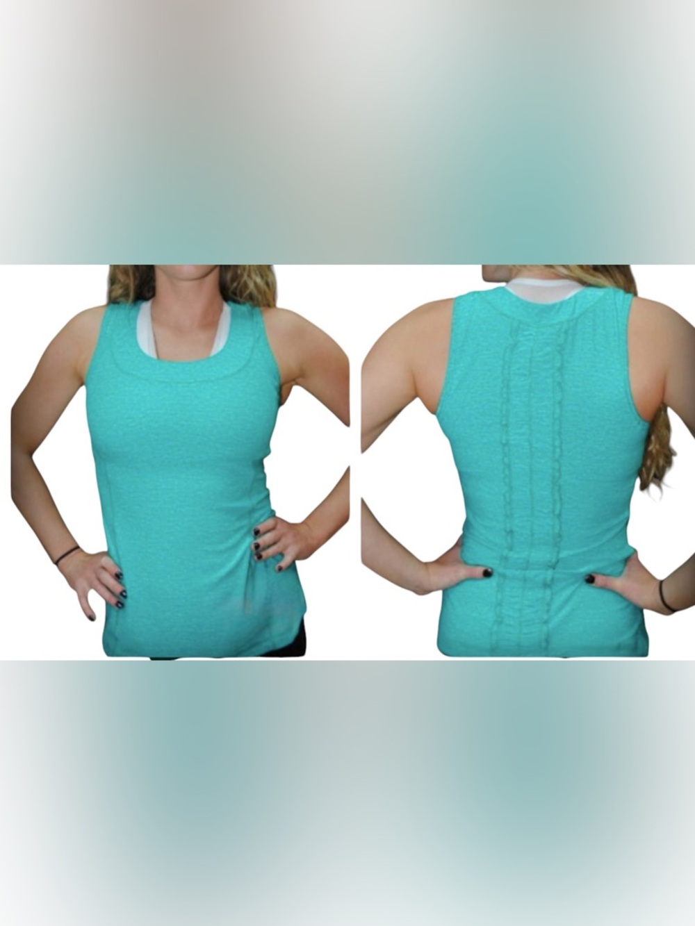Lululemon Dash Tank Top Ruffle Back Teal Size 4